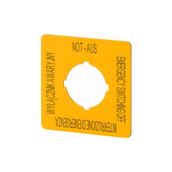 Plaque De Maintien De Secours Jaune - Eaton 50x50mm