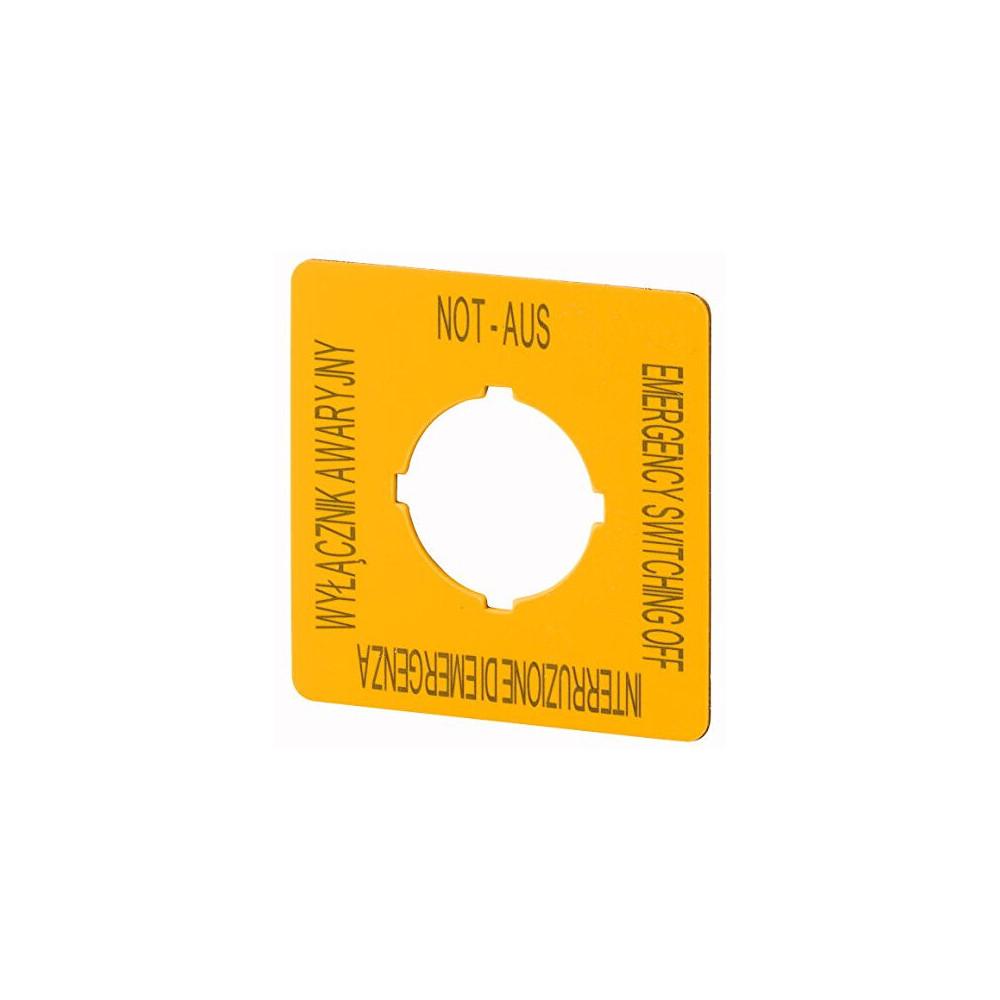 Plaque De Maintien De Secours Jaune - Eaton 50x50mm