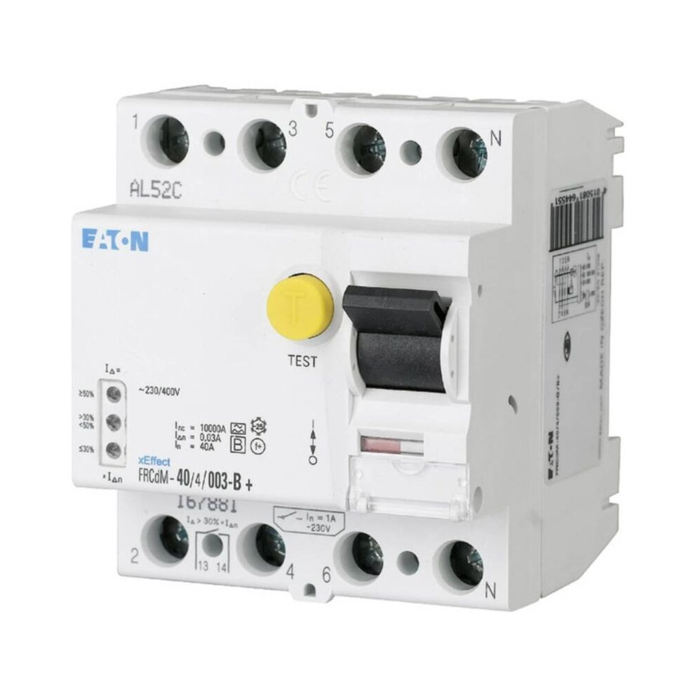 167897 Frcdm-40/4/03-g/b Interrupteur Différentiel Sensible À Tous Les Courants 4 Pôles 40 A 0.3 A 240 V, 415 V W090861 - Eaton