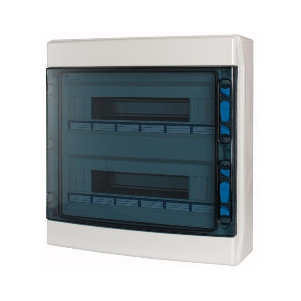 Coffret 2 Rangées 36 Modules Avec Barrette N/pe Porte Transparente Eaton Ika-2/36-st