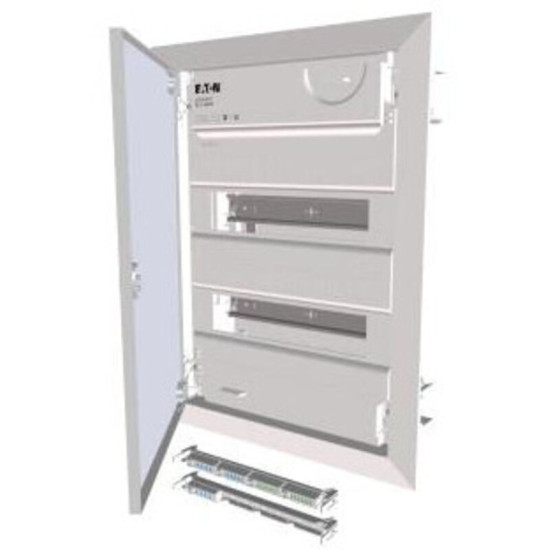 Petit tableau de distribution pour mur creux à 2 rangées porte métallique plate EATON KLV-24HWP-F