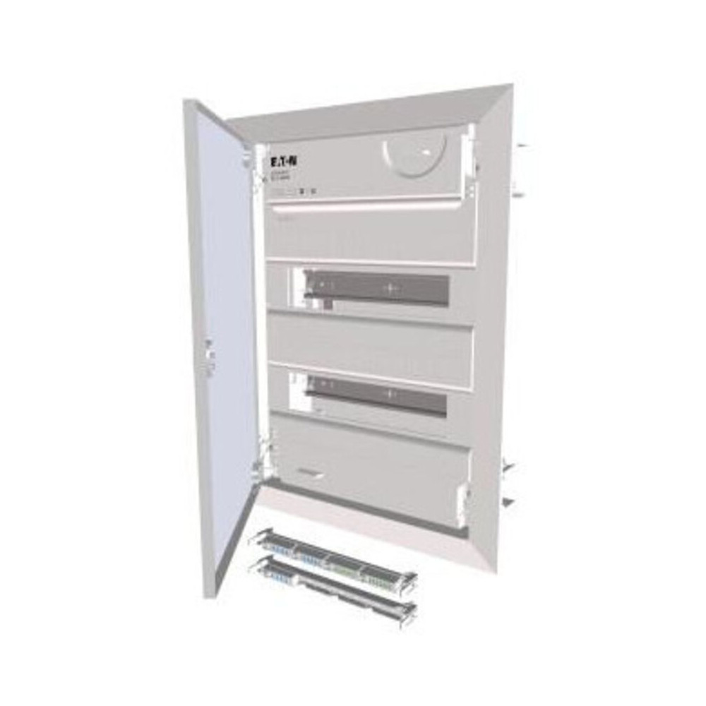 Petit tableau de distribution pour mur creux à 2 rangées porte métallique plate EATON KLV-24HWP-F