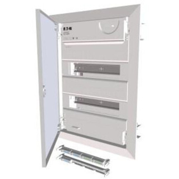 Petit tableau de distribution pour mur creux à 2 rangées porte métallique plate EATON KLV-24HWP-F