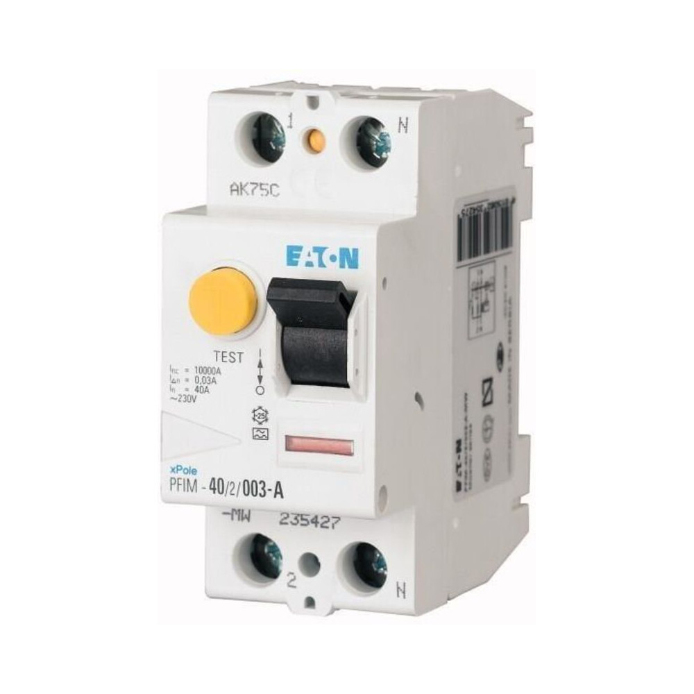 Disjoncteur à courant résiduel pur Eaton 25A 2P 30MA type ac 235390