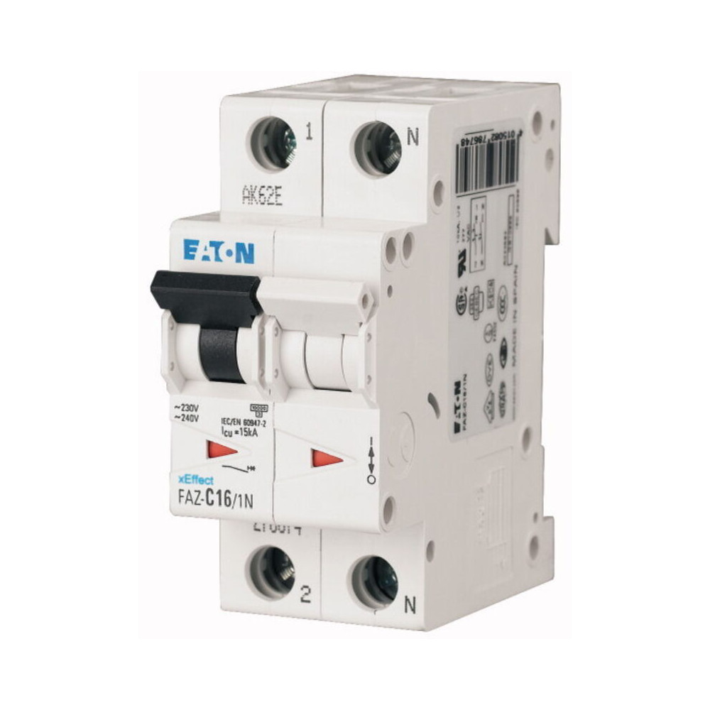 Disjoncteur Eaton Eaton Moeller 1P+N, 10A, montage rail din ( Prix pour 1 )