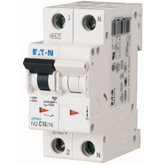 Eaton - Disjoncteur Moeller 1P+N, 16A, montage rail din ( Prix pour 1 )