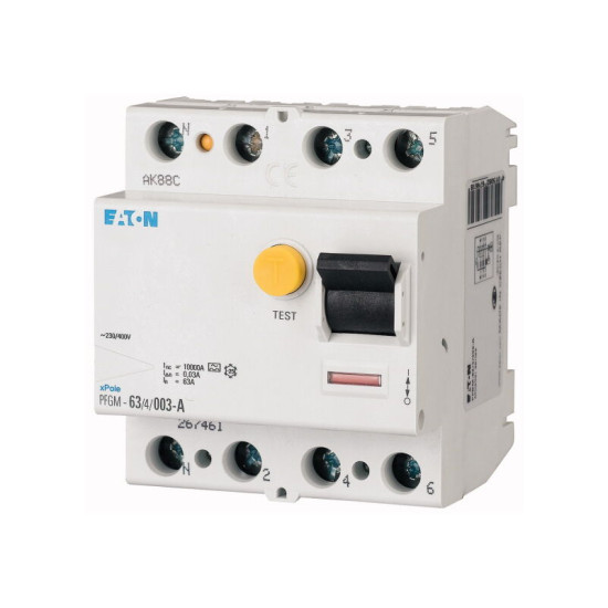 Interrupteur différentiel Eaton, 4 Pôles, 63A, 300mA, Type AC ( Prix pour 1 )