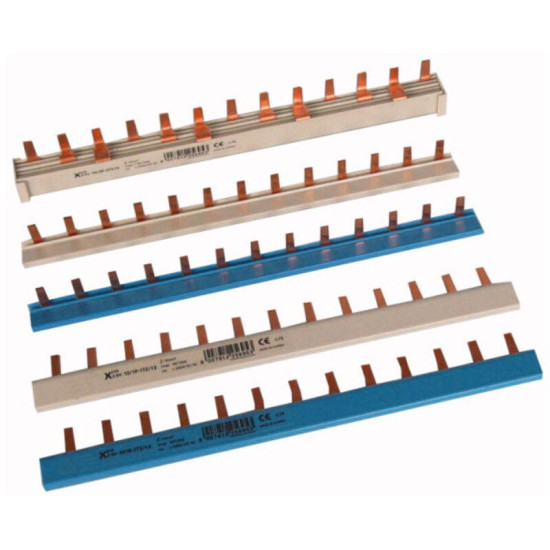 Rail de phase 1Ph, 10qmm, coudé bleu, Stylet, 13 modules (000264919)
