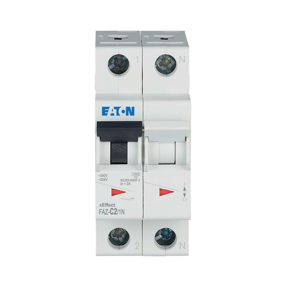 278662, 2â A, Disjoncteur 1p + N, C-char - Eaton