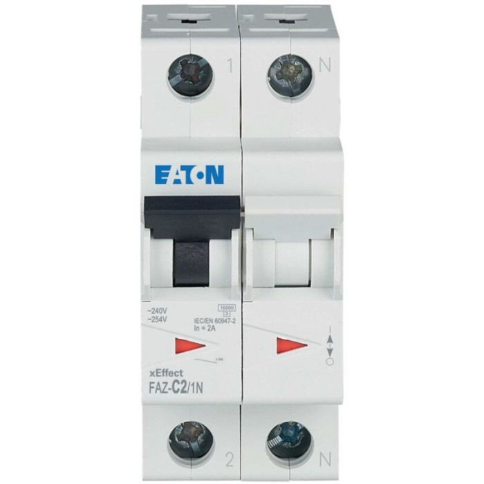 278662, 2â A, Disjoncteur 1p + N, C-char - Eaton