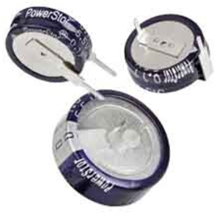 Supercondensateur, 0.22f, 5.5v C.c., Traversant, 13.5 (dia.) X 6.5mm, Pas De 5mm, -25 °c  +70 °c.