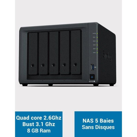 Serveur NAS 5 baies Synology DS1522+ - AMD Ryzen