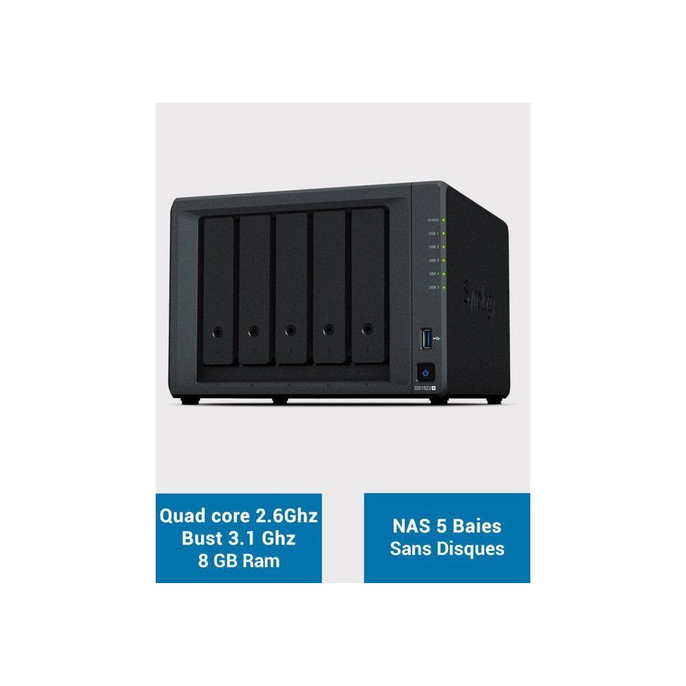 Serveur NAS 5 baies Synology DS1522+ - AMD Ryzen
