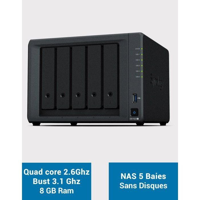 Serveur NAS 5 baies Synology DS1522+ - AMD Ryzen