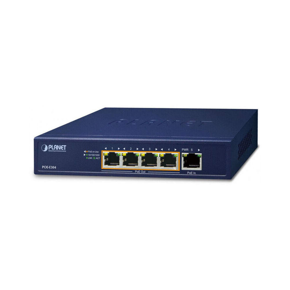 Switch 5 Ports Gigabit Poe 60W - Planet POE-E304