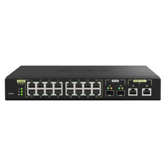 Commutateur QNAP QSW-M2116P-2T2S - 16 ports PoE+ 25GbE - 2 ports 10GbE SFP+ - 280W