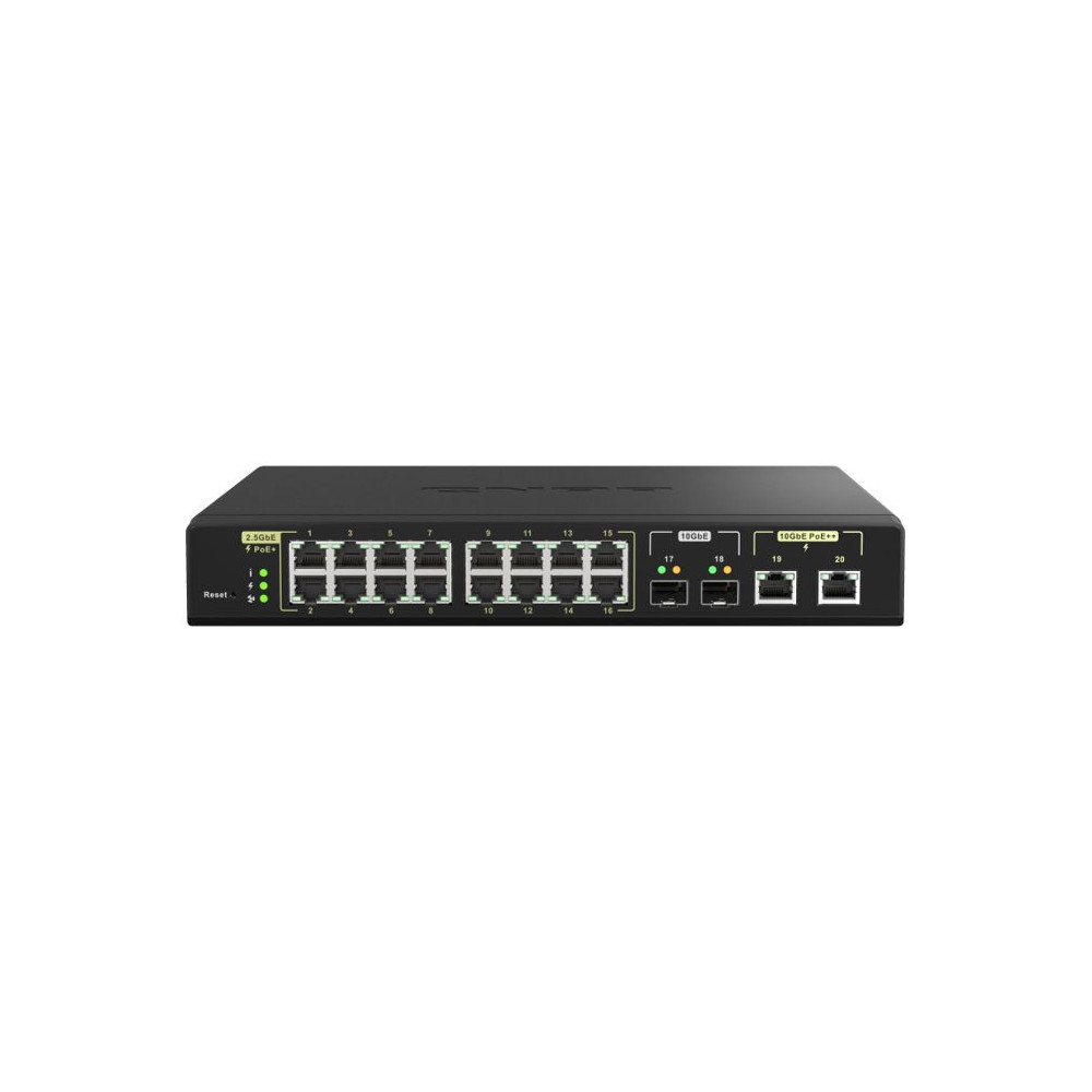 Commutateur QNAP QSW-M2116P-2T2S - 16 ports PoE+ 25GbE - 2 ports 10GbE SFP+ - 280W