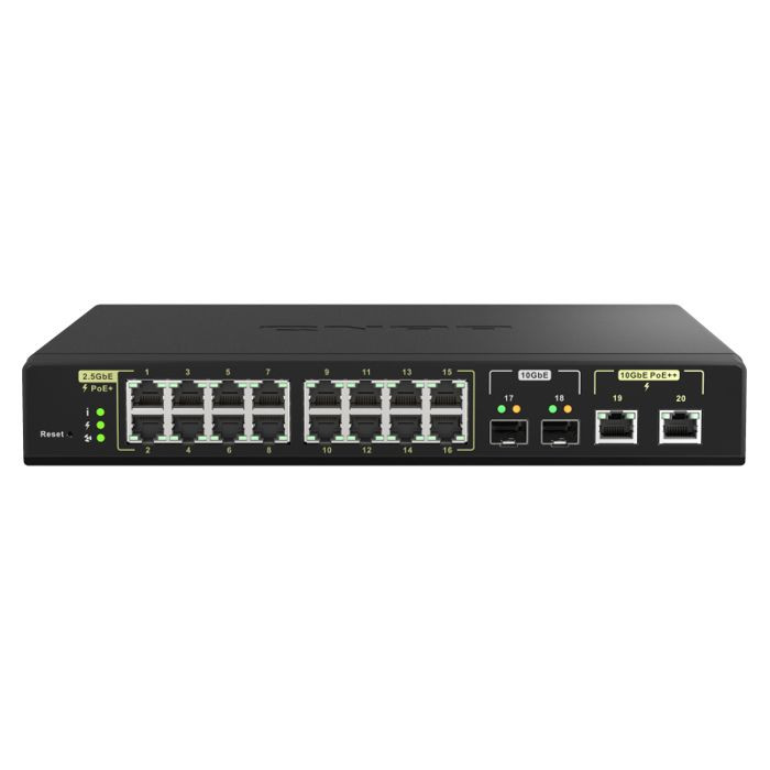 Commutateur QNAP QSW-M2116P-2T2S - 16 ports PoE+ 25GbE - 2 ports 10GbE SFP+ - 280W