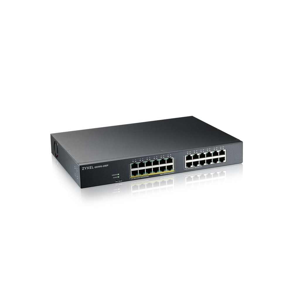 Zyxel GS1915-24EP Géré L2 Gigabit Ethernet (10/100/1000) Connexion Ethernet, supportant l'alimentation via ce port (PoE) 1U Noir