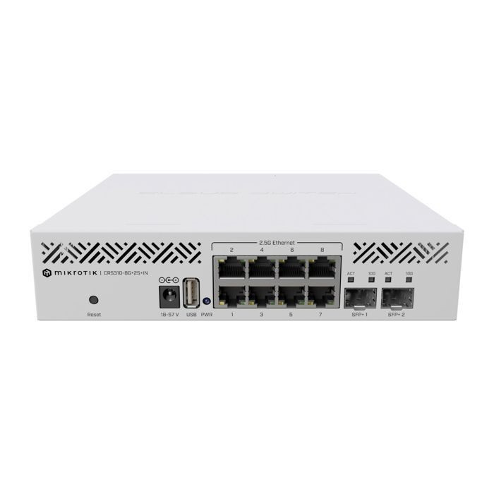 Cloud Router Switch - MIKROTIK - CRS310-8G+2S+IN - 8x 2.5 GbE Ports - 2x 10G SFP+ Ports - Dual-Core ARM CPU