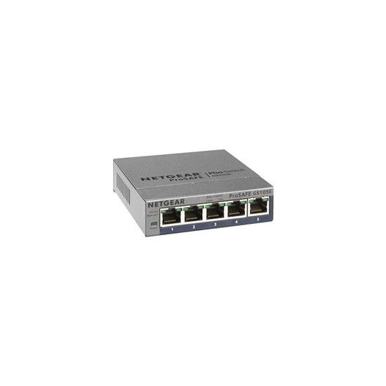 Switch Ethernet Gigabit 5 Ports 10/100/1000 mbps (GS105E) Smart Manageable, Bureau ou Rackable, Métal, Silencieux , Protection P