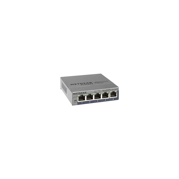 Switch Ethernet Gigabit 5 Ports 10/100/1000 mbps (GS105E) Smart Manageable, Bureau ou Rackable, Métal, Silencieux , Protection P