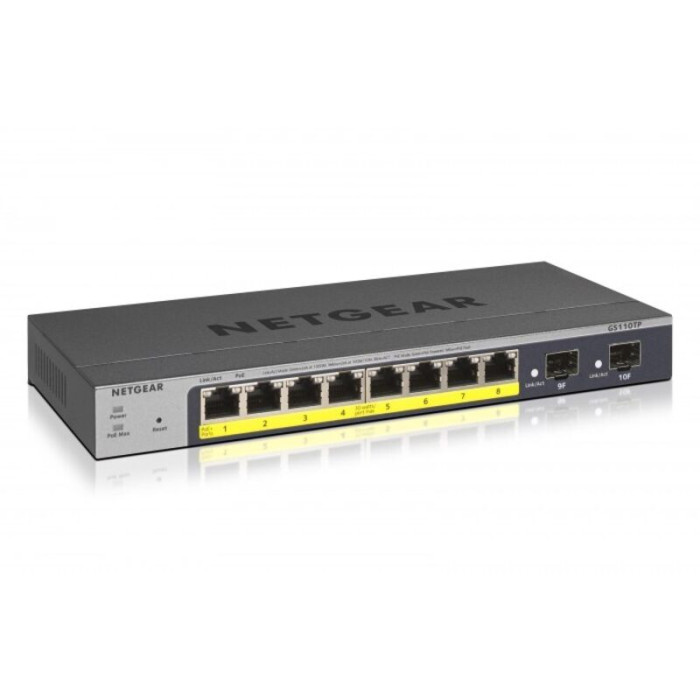 ProSafe GS110TP-300EUS 8x gb-lan, davon 8x PoE+ (55W), 2x sfp - Netgear