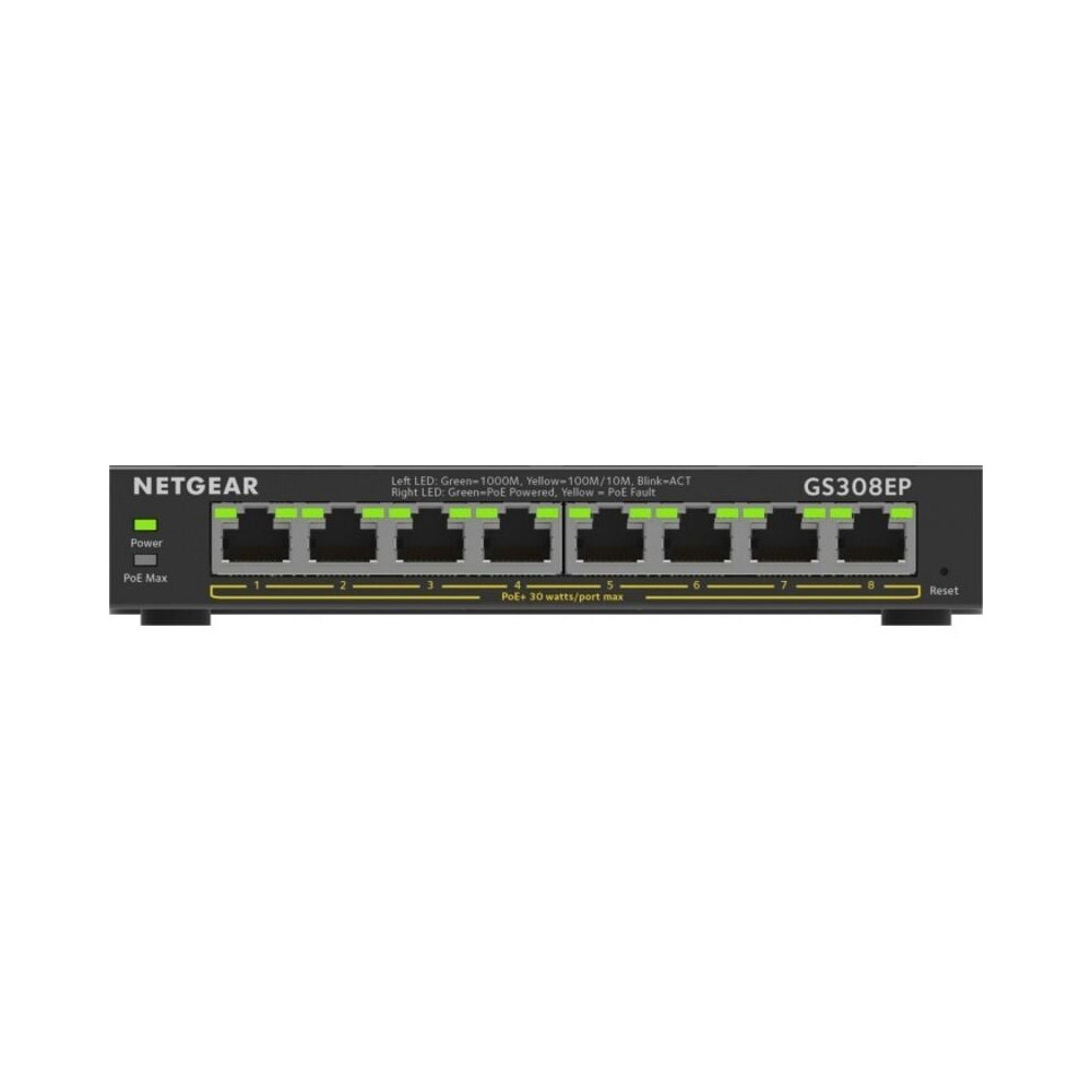 NETGEAR 8-Port Gigabit Ethernet PoE+ Plus Switch (GS308EP) Géré L2/L3 Gigabit Etherne...