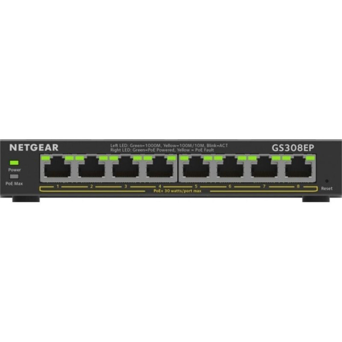 NETGEAR 8-Port Gigabit Ethernet PoE+ Plus Switch (GS308EP) Géré L2/L3 Gigabit Etherne...