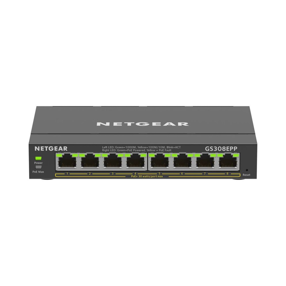 Netgear - Switch PoE+ Plus haute puissance Gigabit Ethernet 8 ports (GS308EPP) Géré L2/L3 Gigabit Ethernet (10/100/1000) Aliment