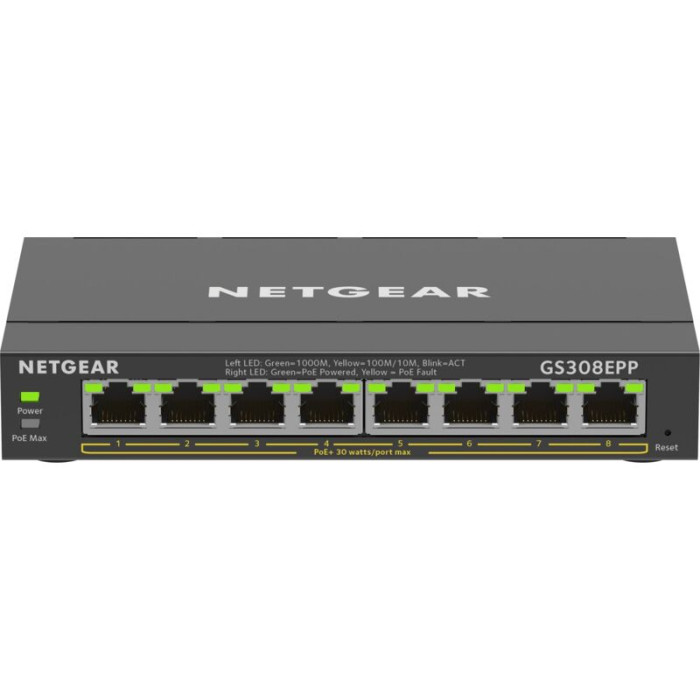Netgear - Switch PoE+ Plus haute puissance Gigabit Ethernet 8 ports (GS308EPP) Géré L2/L3 Gigabit Ethernet (10/100/1000) Aliment