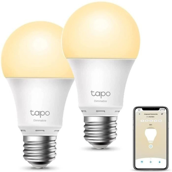 TP-Link Tapo Ampoule Connectée Wifi Ampoule LED E27 Blanc Chaud compatible avec Alexa Google Home et Siri lot de 2 Tapo L510E