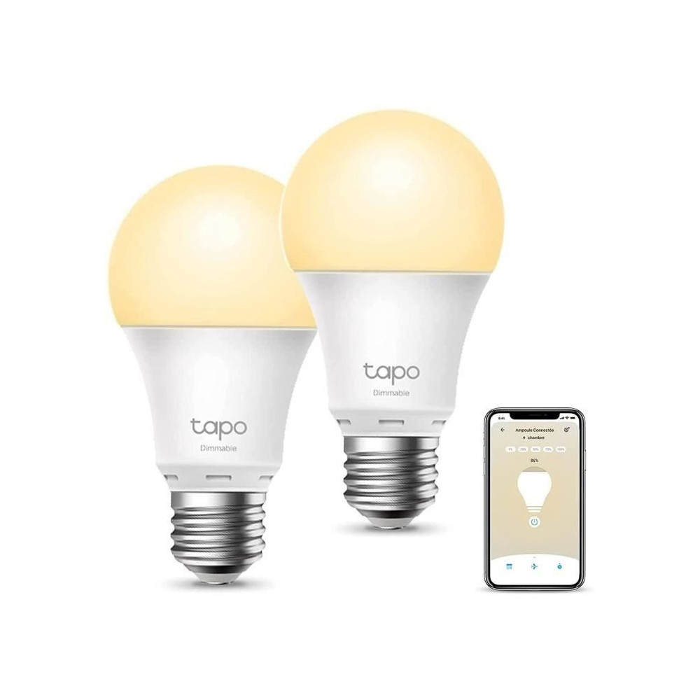 TP-Link Tapo Ampoule Connectée Wifi Ampoule LED E27 Blanc Chaud compatible avec Alexa Google Home et Siri lot de 2 Tapo L510E