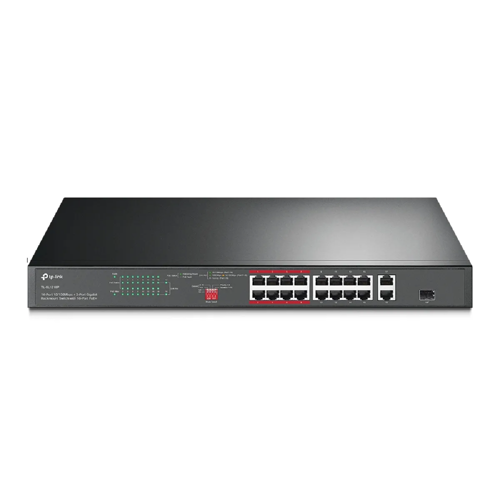 TP-Link JetStream TL-SL1218P - V1 - commutateur - non géré - 16 x 10/100 (PoE+) + 2 x 10/100/1000 + 1 x SFP Gigabit combiné - Mo