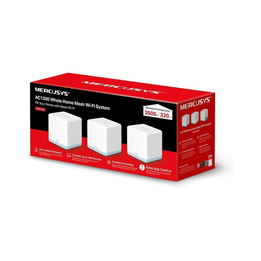 Wifi Mesh System Ac1200 3 Unités Life365 Italy Ms-halo-h30-3 Couverture 320sqm