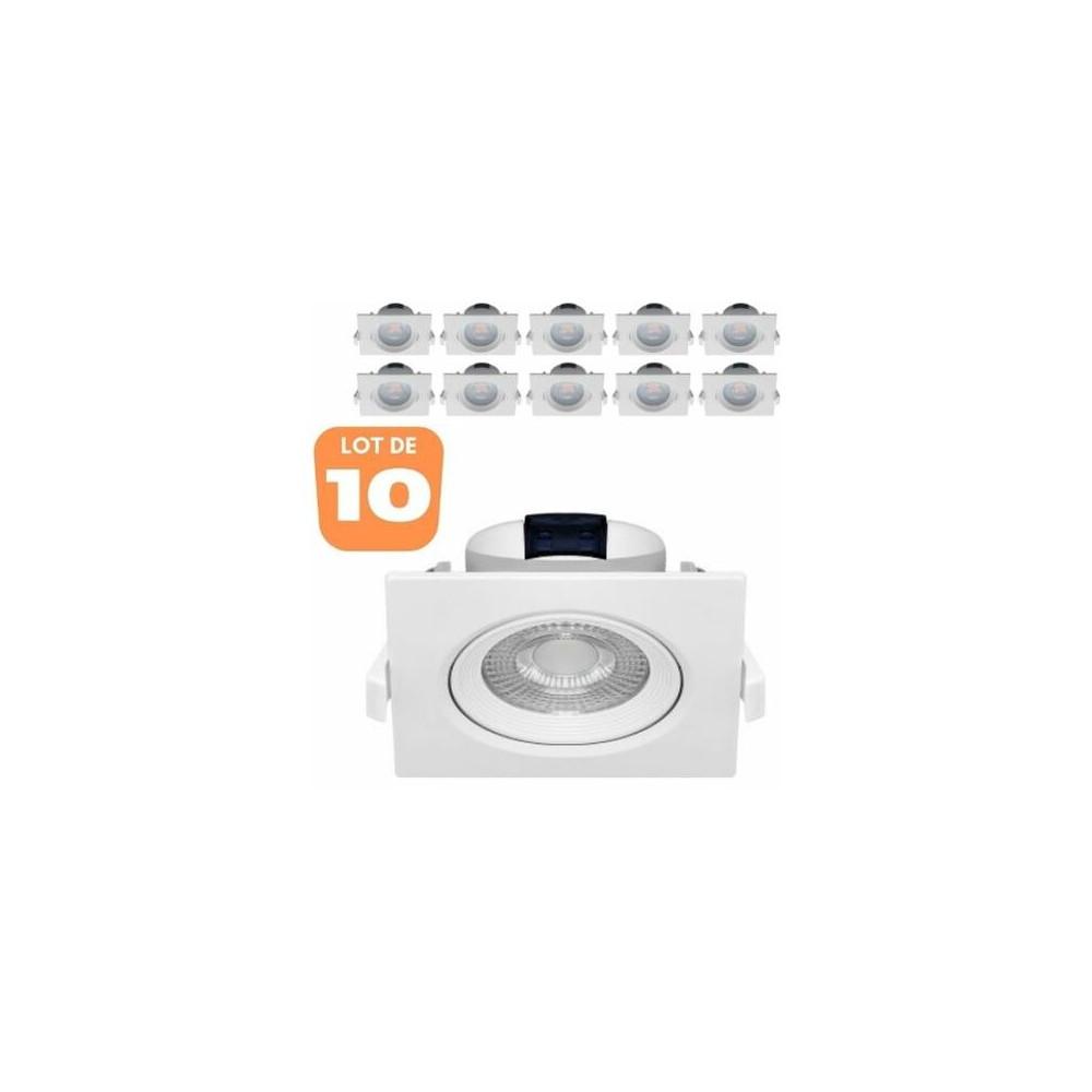Dlink - Lot de 10 Spots led encastrables carré blanc 5W IP20 3000K