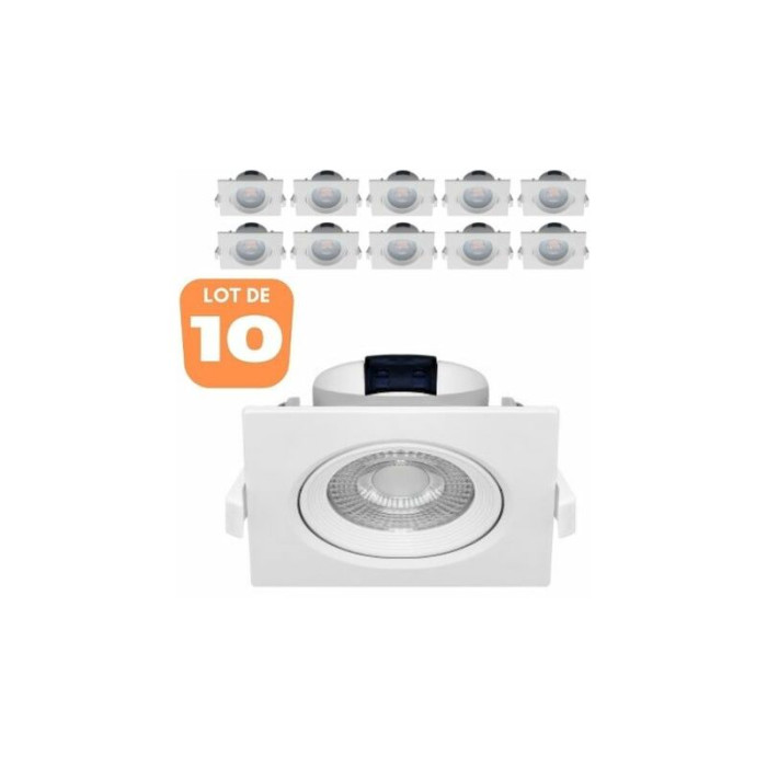Dlink - Lot de 10 Spots led encastrables carré blanc 5W IP20 3000K