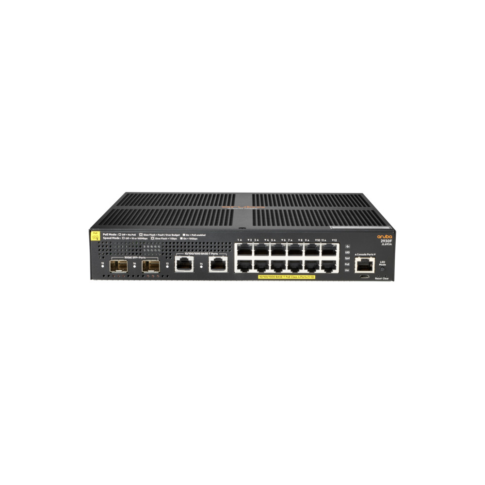 HPE Aruba 2930F 12G PoE+ 2G/2SFP+ Géré L3 Gigabit Ethernet (10/100/1000) Connexion Ethernet, supportant l'alimentation via ce po