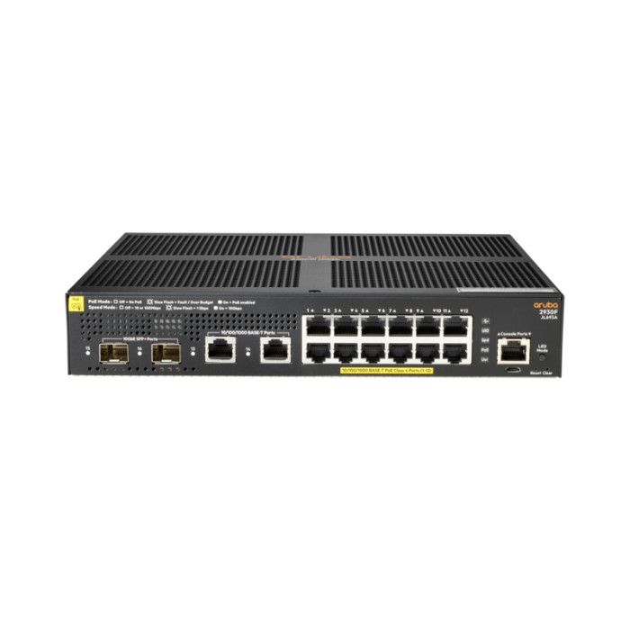 HPE Aruba 2930F 12G PoE+ 2G/2SFP+ Géré L3 Gigabit Ethernet (10/100/1000) Connexion Ethernet, supportant l'alimentation via ce po