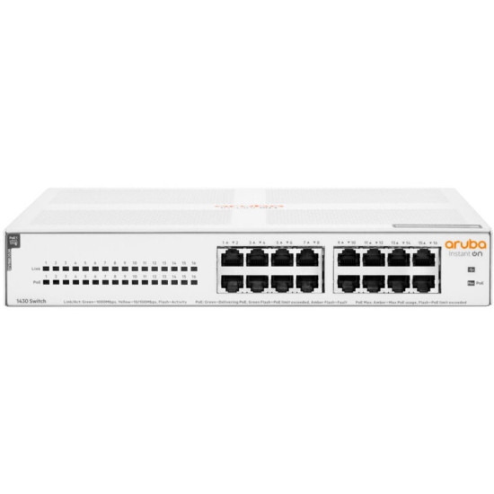 Aruba Instant On 1430 16g Class4 Poe 124w Non-géré L2 Gigabit Ethernet (10/100/1000) Connexion Ethernet, Supportant L'Alimentati