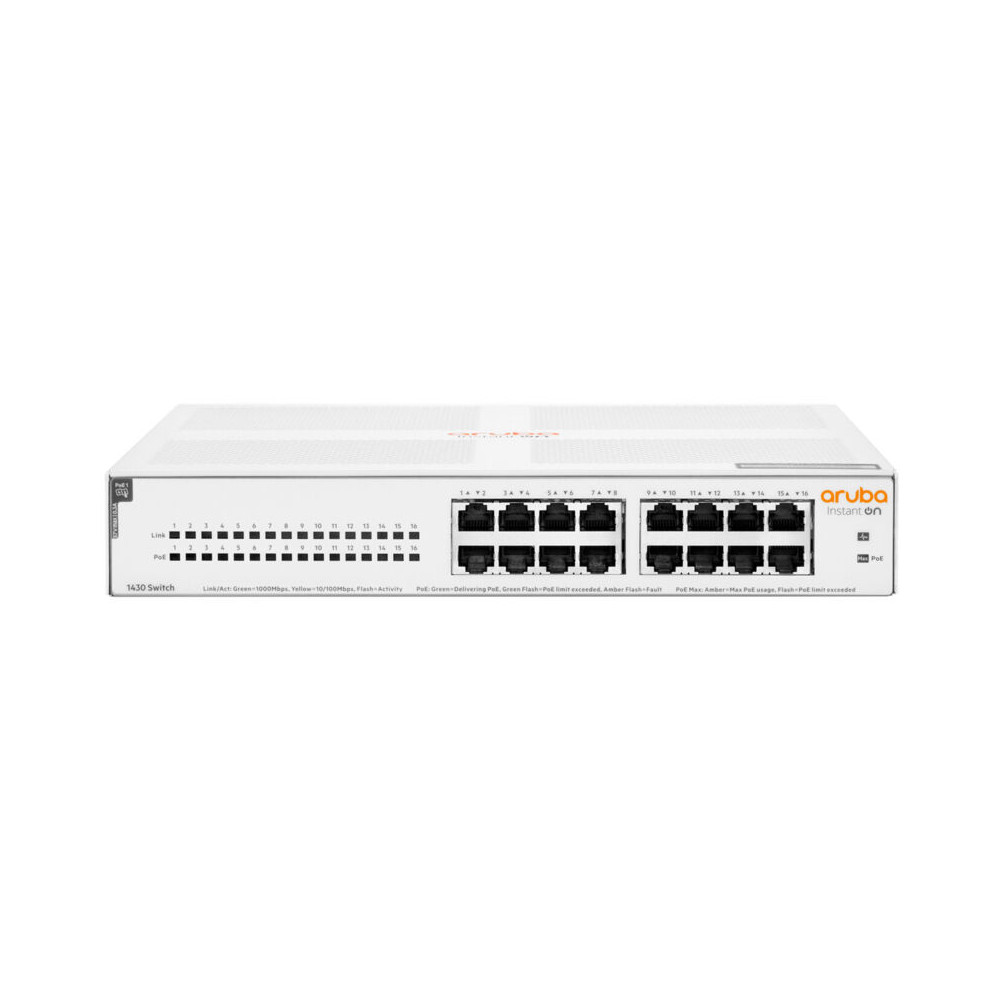 Aruba Instant On 1430 16g Class4 Poe 124w Non-géré L2 Gigabit Ethernet (10/100/1000) Connexion Ethernet, Supportant L'Alimentati