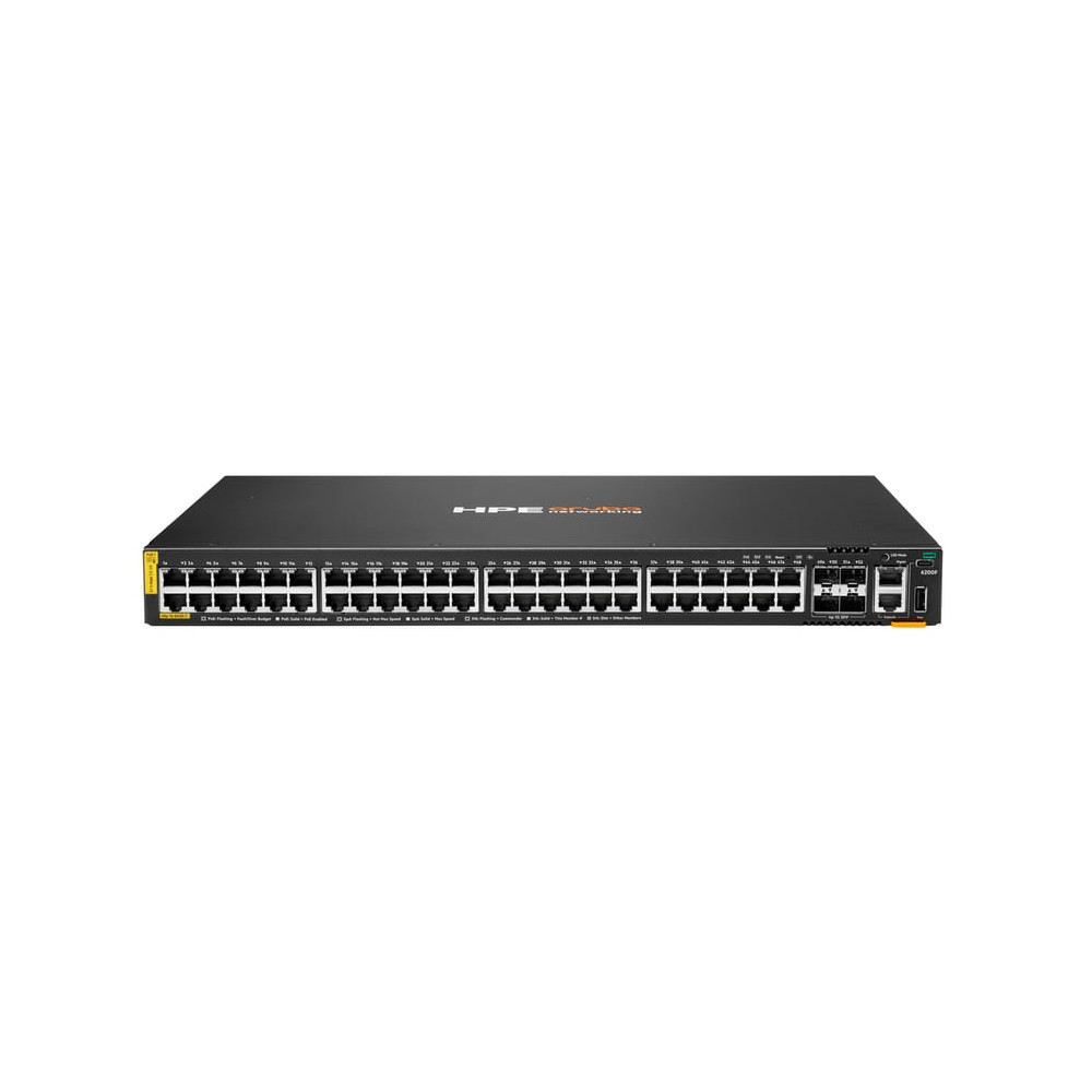 HPE Aruba Networking CX 6200F 48G Class-4 PoE 4SFP 370W Géré L3 Gigabit Ethernet (10/100/1000) Connexion Ethernet, supportant l'