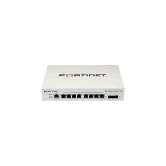 FortiSwitch 108F-FPOE - Commutateur - Géré - 8 x 10/100/1000 (PoE+) + 2 x Gigabit SFP - flux d'air d'un côté à l'autre - de bure