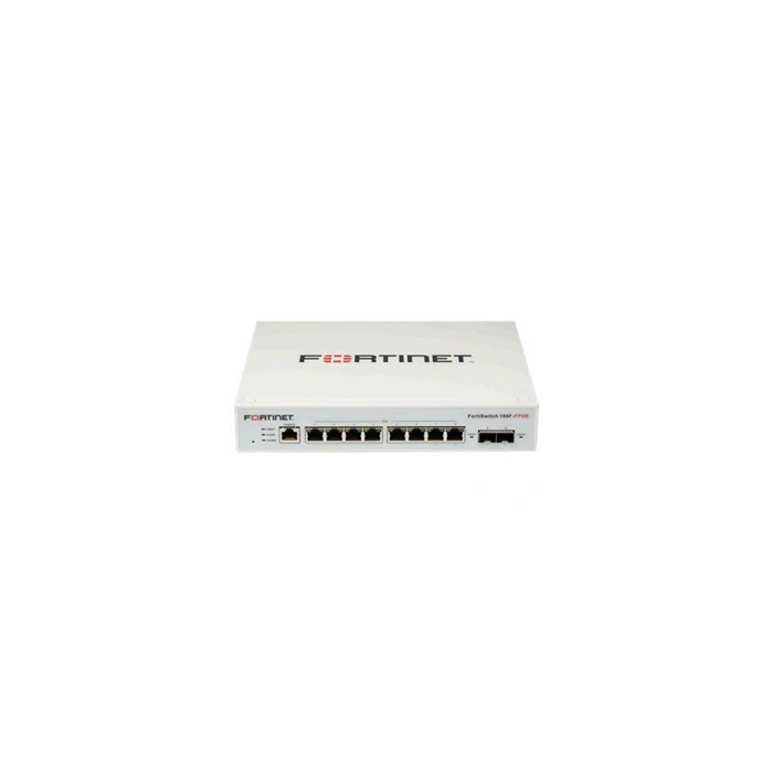 FortiSwitch 108F-FPOE - Commutateur - Géré - 8 x 10/100/1000 (PoE+) + 2 x Gigabit SFP - flux d'air d'un côté à l'autre - de bure