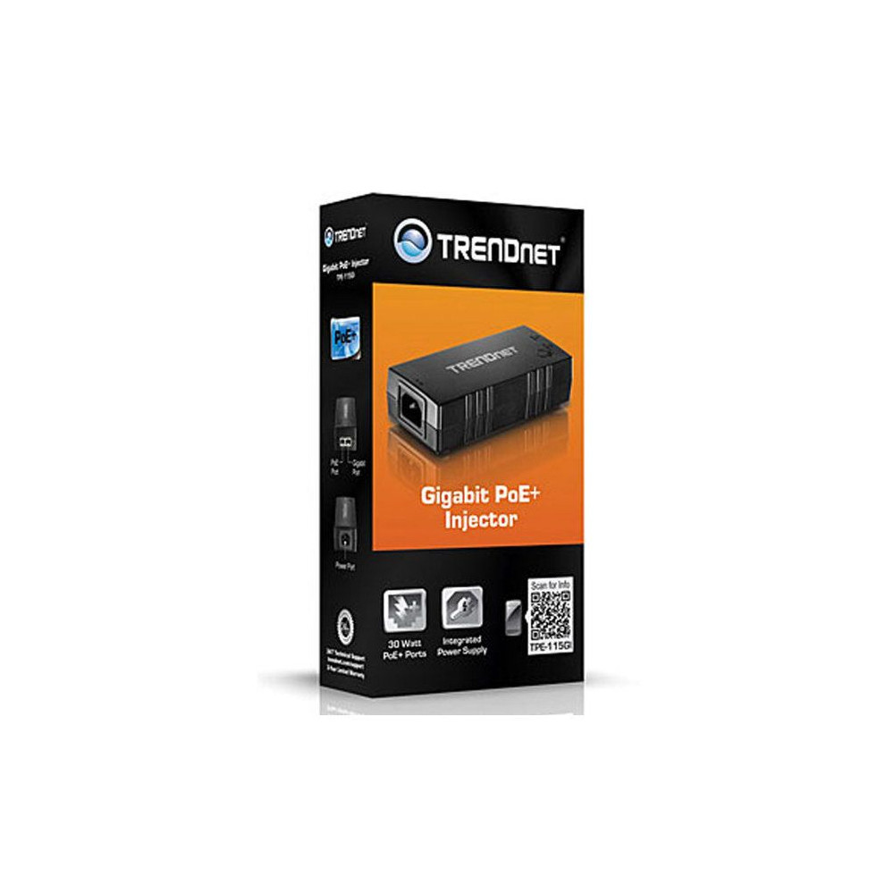 Injecteur PoE+ - TRENDnet - TPE-115GI - 30W - Gigabit - 2 Ports RJ-45