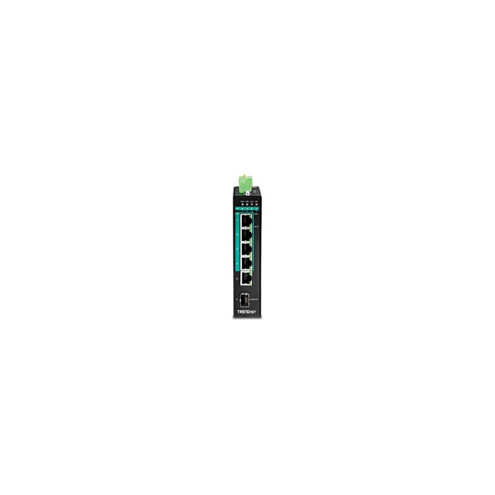 TI-PG541I - Commutateur - Géré - 4 x 10/100/1000 (PoE+) + 1 x 10/100/1000 + 1 x Gigabit SFP - Montage sur rail DIN - PoE+ (120 W