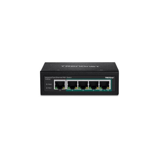 TI-PE50 - Commutateur - non géré - 4 x 10/100 (PoE+) + 1 x 10/100 - Montage sur rail DIN, fixation murale - PoE+ (90 W) - Tensio