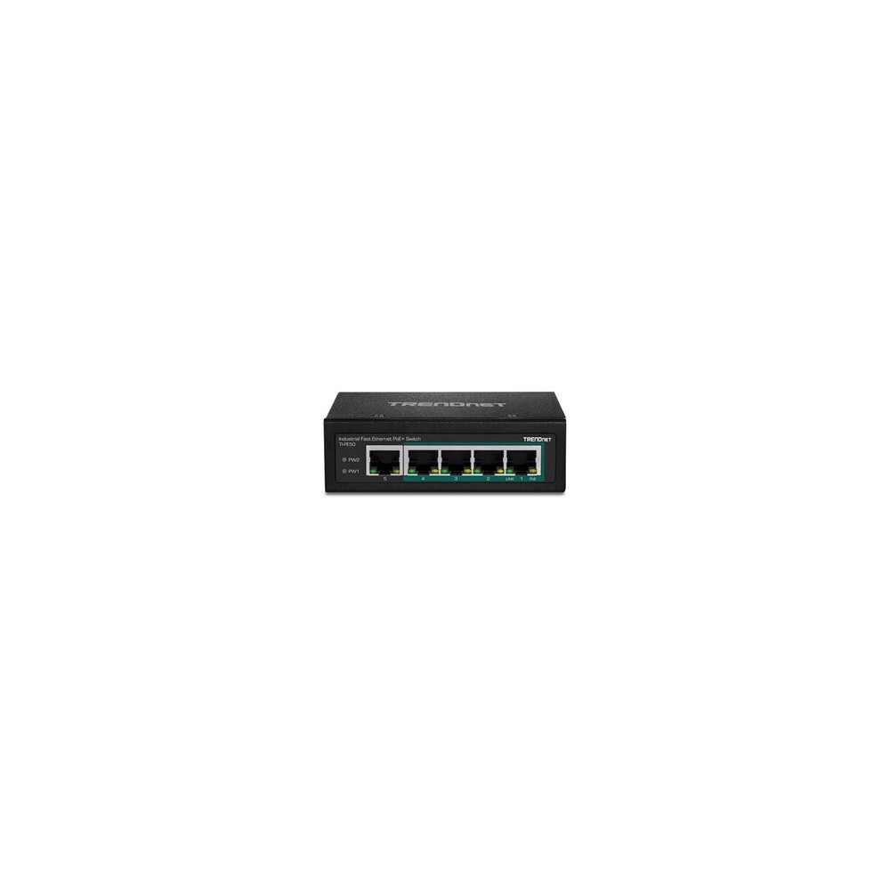 TI-PE50 - Commutateur - non géré - 4 x 10/100 (PoE+) + 1 x 10/100 - Montage sur rail DIN, fixation murale - PoE+ (90 W) - Tensio