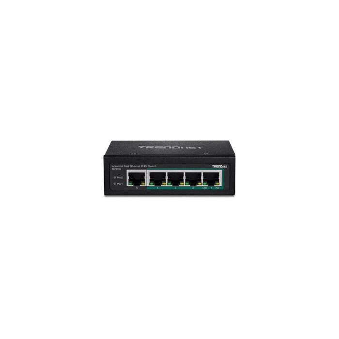 TI-PE50 - Commutateur - non géré - 4 x 10/100 (PoE+) + 1 x 10/100 - Montage sur rail DIN, fixation murale - PoE+ (90 W) - Tensio