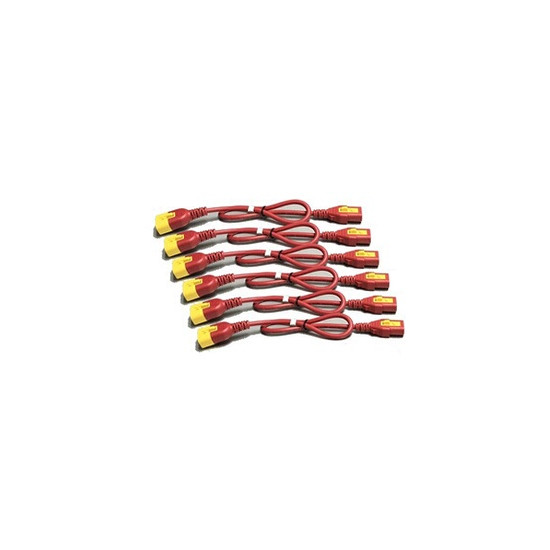 - Câble d'alimentation - power IEC 60320 C13 verrouillage pour IEC 60320 C14 verrouillage - 60 cm - rouge (pack de 6) - pour P/N